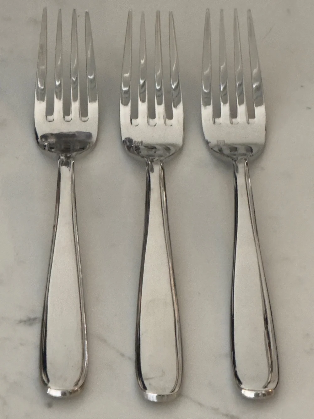 Set of 3 Fortessa Grand City Serving Forks, 9.25” Stamped Front & Back